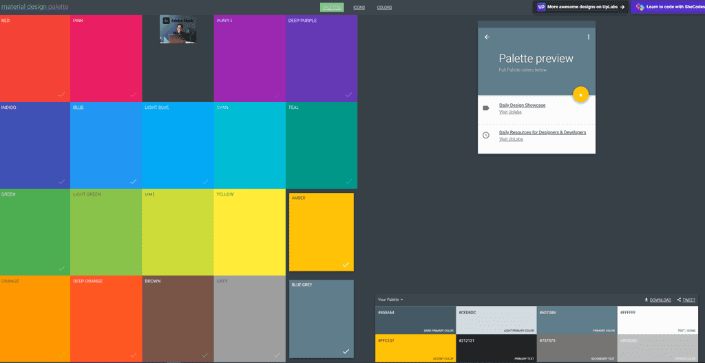 material design palette